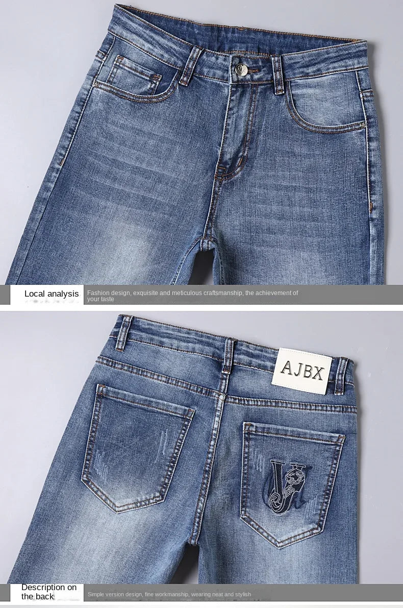 European Luxury Brand High-end Trendy Jeans Men's Slim Fit Fashion Versatile Casual Long Pants  Men Denim Y2k Clothes Men
