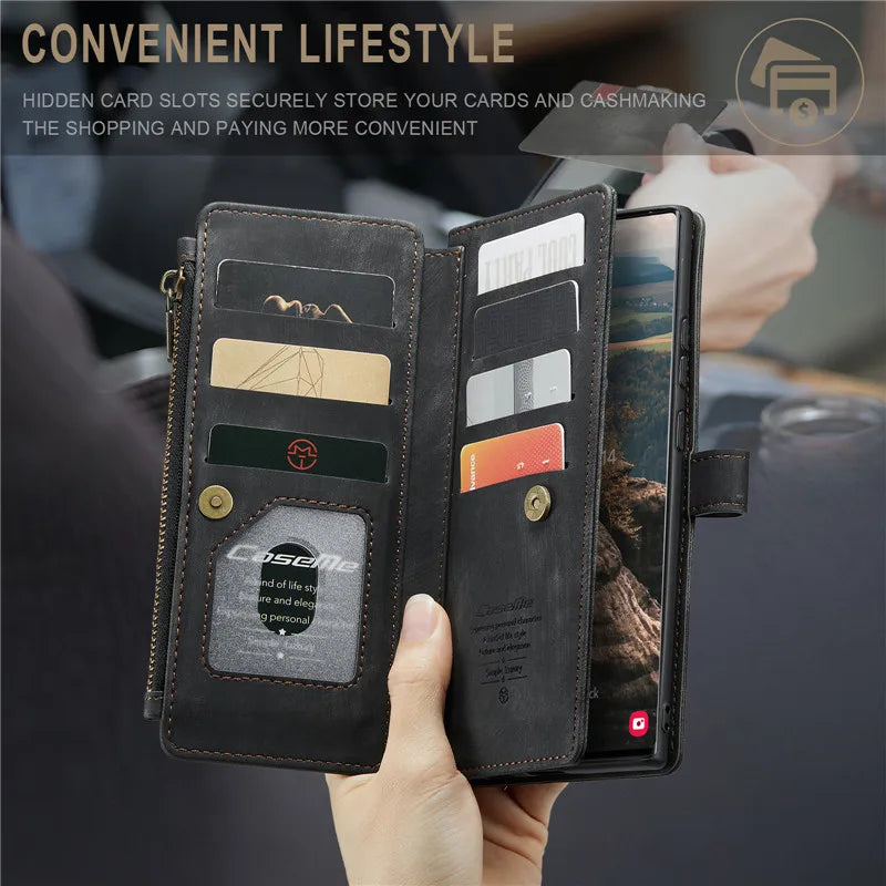 Flip Leather Phone Case For Samsung Galaxy S25 Edge S24 S26 Ultra S23 FE S22 S21 S20 Plus Note20 A16 A56 A17 A37 A57 Wallet Etui