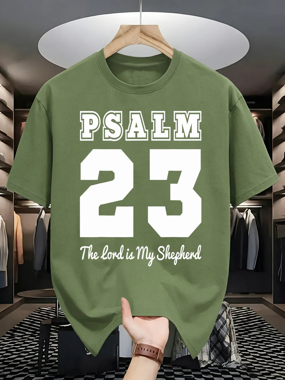Psalm Number 23 Printing T-Shirt Men Cotton Crewneck T Shirts Summer Loose Basics Clothing Fashion Unisex Retro Short Sleeve