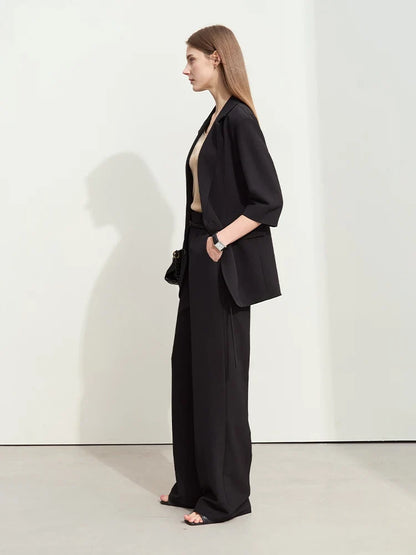 Minimalism 2024 Summer New Commuter Fashion Loose Blazer High Waist Casual Solid Pants Women's Clothes Separately 12442201