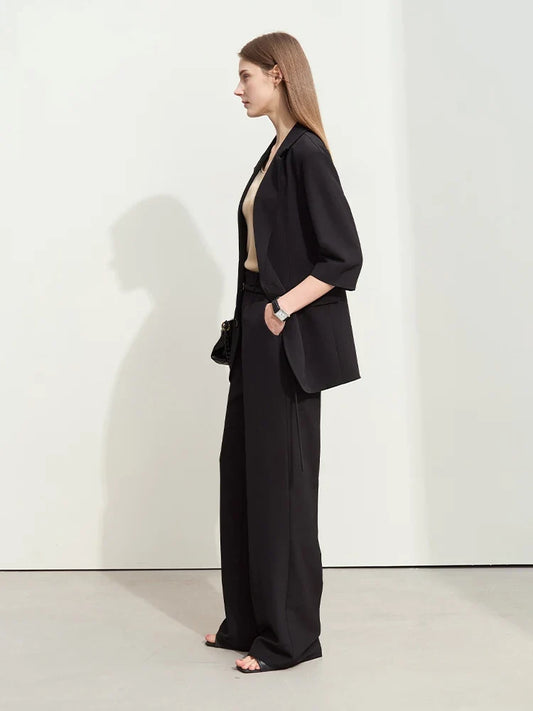 Minimalism 2024 Summer New Commuter Fashion Loose Blazer High Waist Casual Solid Pants Women's Clothes Separately 12442201