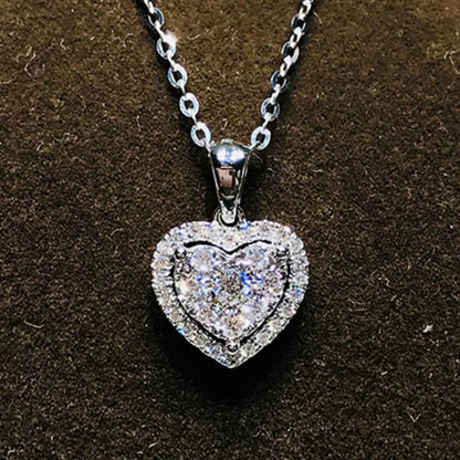 2.3mm Round Halo Moissanite Necklace Exquisite 14K Gold Filled Heart-shaped Pendant Necklaces For Valentine's Day Jewelry