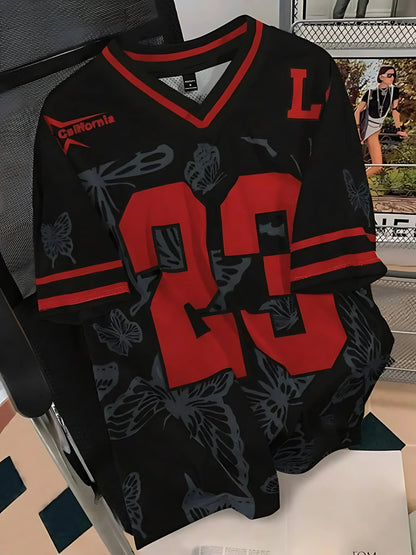 2025 Summer New Men's T-shirt Casual sporty breathable and lightweight V-neck men's T-shirt