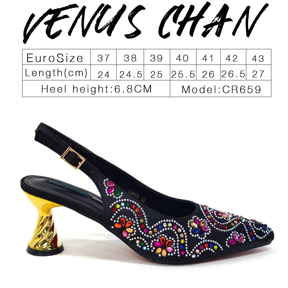 2024 Elegant Rhinestone Pointed-Toe Pumps With Matching Bag Set Large Capacity Bag for Women's Party High Heels