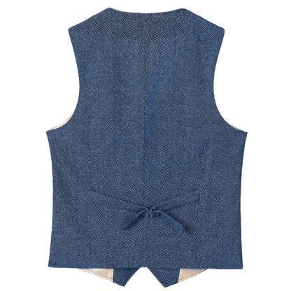 Men Vest Chanpagne Herringbone Double Button V Neck Waistcoat For Wedding Party Business Work Office Daily Casual Men Suit Vest