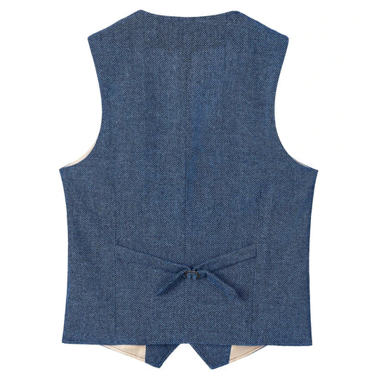 Men Vest Chanpagne Herringbone Double Button V Neck Waistcoat For Wedding Party Business Work Office Daily Casual Men Suit Vest