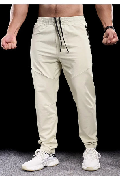 New Autumn Winter Men Quick-drying Sports Casual Trousers Gym Fitness Running Training Clothes Micro-elastic Zipper Pocket Pants