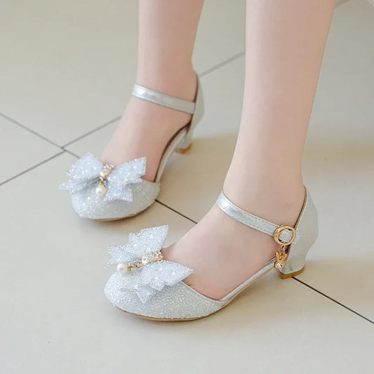 Hot Sale Beaded Kids Elegant Lightweight Banquet with Heeled Shoes Baby Girls Summer Princess Fashion Soft Sequined Sandals