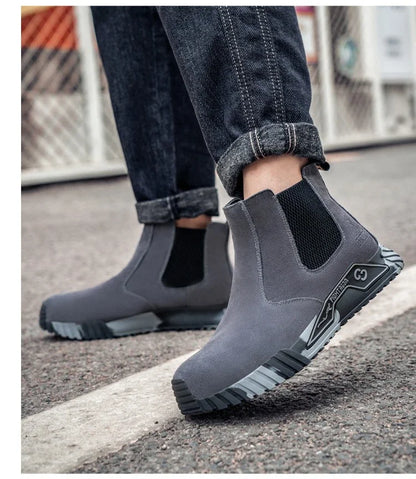 steel toe work boots for men industrial construction work protection shoes anti smash anti puncture safety shoes without laces