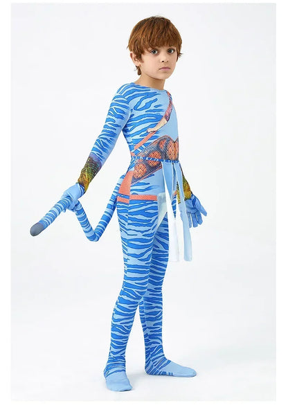 Boy Girls Halloween Cosplay Avatar Costume Kids The Way of Water Neytiri Alien Cosplay Hero One Piece Tight Fitting Clothing