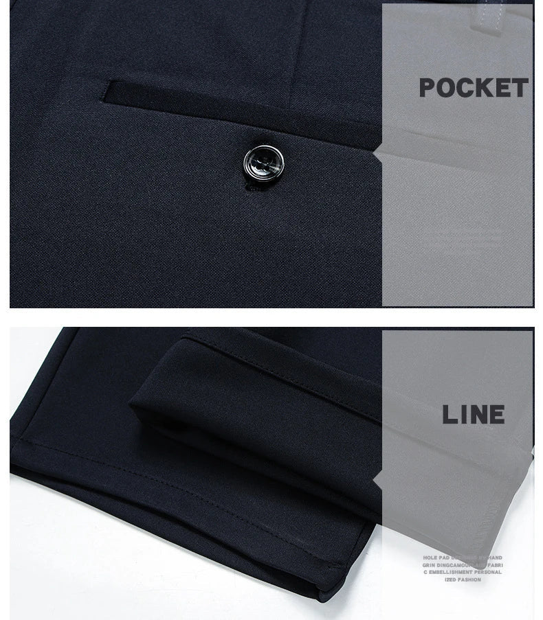 Elastic Men's Suit Pants Thin Straight Leg Pants Wrinkle Resistant Non-ironing Streetwear Men's Pants Business