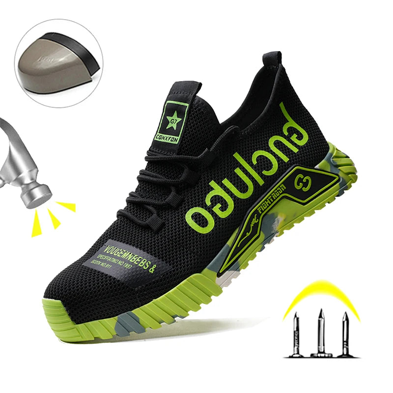 Steel Toe Work Shoes Men's Anti-Smash Anti-Puncture Safety Shoes Comfortable Breathable Steel Toe Safety Shoes for Men Non Slip