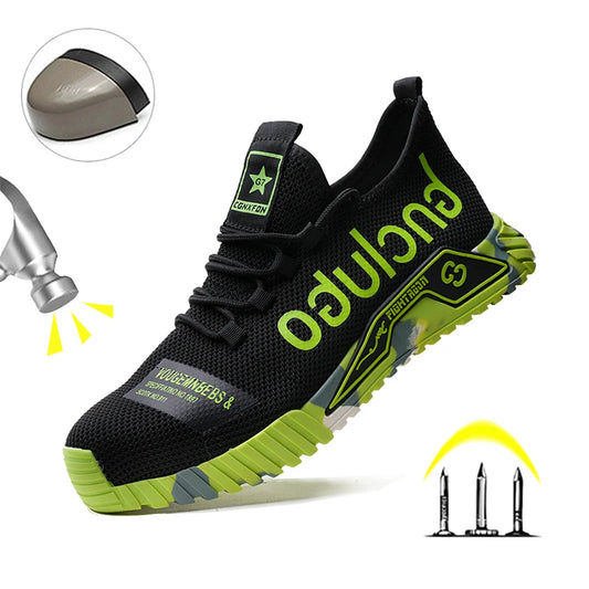 Steel Toe Work Shoes Men's Anti-Smash Anti-Puncture Safety Shoes Comfortable Breathable Steel Toe Safety Shoes for Men Non Slip