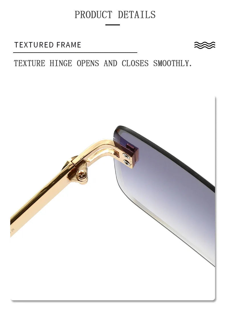 2025 Rimless Sunglasses Women Trendy Vintage Square Fashion Glasses Sunscreen Lentes De Sol Mujer Lunette Soleil Femme Zonnebril