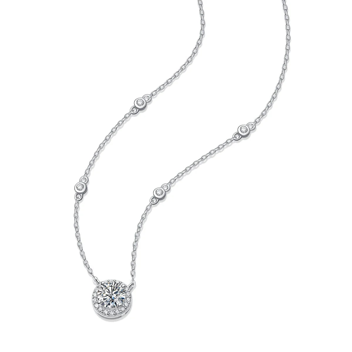 1CT GRA Certified Moissanite Necklace for Women Lab Created Diamond 925 Silver Pendants 18k Gold Plated Jewelry