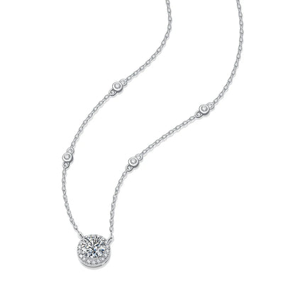 1CT GRA Certified Moissanite Necklace for Women Lab Created Diamond 925 Silver Pendants 18k Gold Plated Jewelry