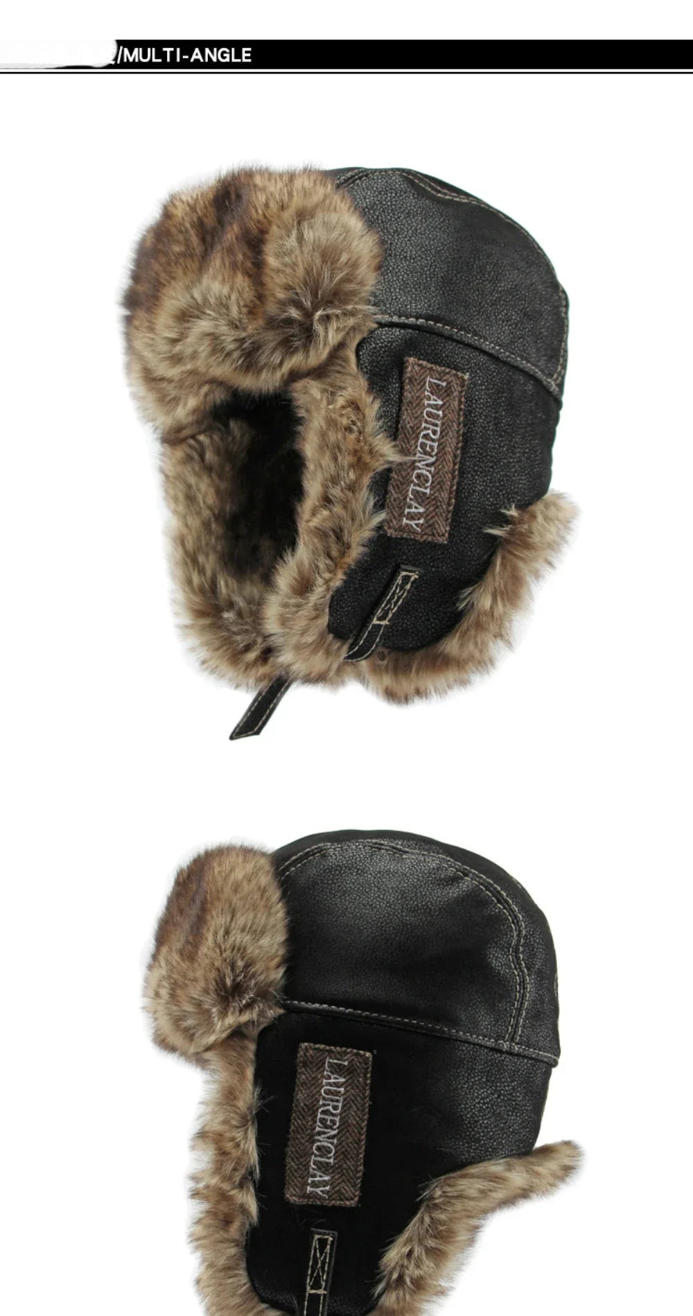 Bomber Hat New Thick Warm Men Women Russian Fur Hat Male Windproof PU Leather Ski Trapper Earflap Cap Winter Hat Ushanka