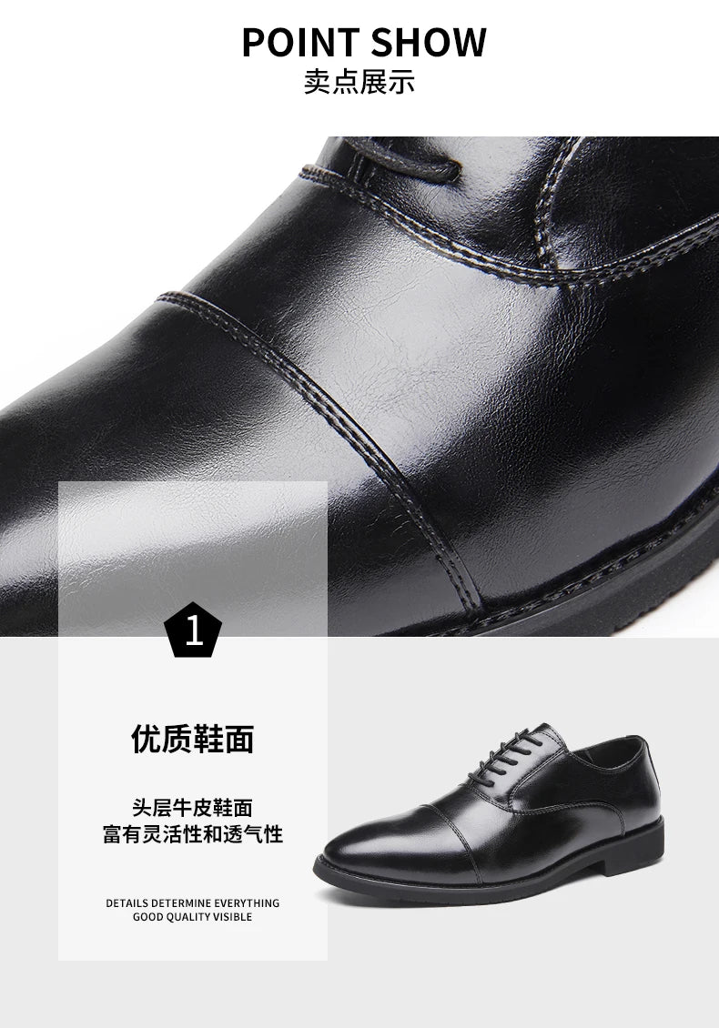 High Quality Men Genuine Leather Shoes Luxury Designer Oxford ShoesMale Business Office Brogue Dress Shoes for Men Wedding Shoe