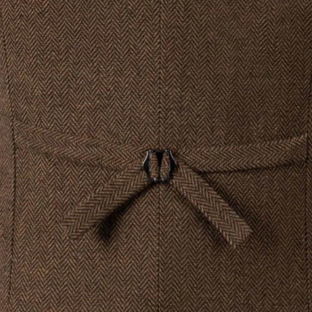 Men Vest Gray Herringbone Double Button With Lapel Waistcoat For Wedding Groom Business Banquet Office Work Men Suit Vest