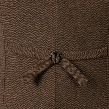 Men Vest Gray Herringbone Double Button With Lapel Waistcoat For Wedding Groom Business Banquet Office Work Men Suit Vest