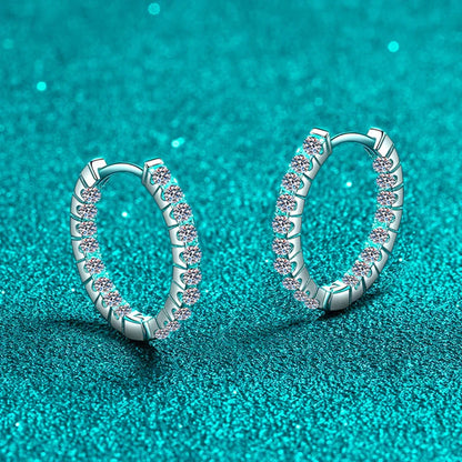 New In Real D Color 0.9cttw Full Moissanite Hoop Earrings For Women S925 Sterling Silver Diamond Small Ear Buckle Earring