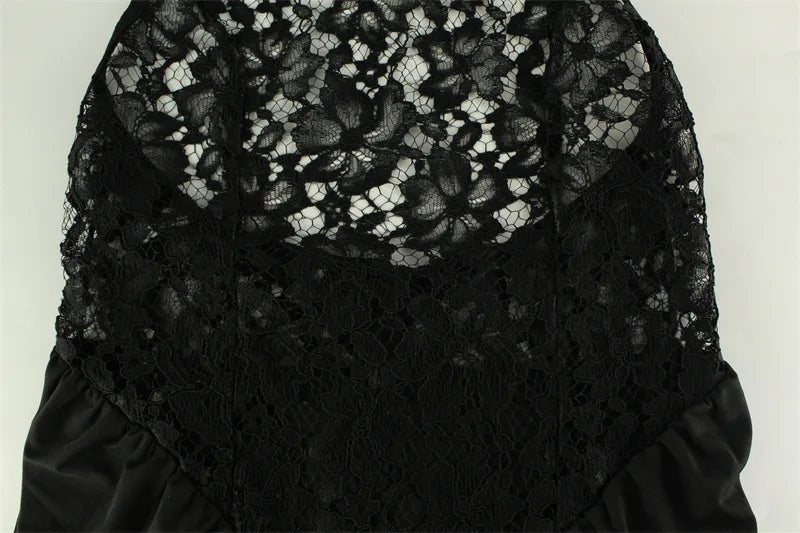 Lace Patchwork Dresses For Women Fashion Sexy Streetwear Solid Sleeveless Tank Sheath Hip Wrap Long Vestidos Robe Female Elegant