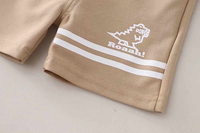 Summer Fashion Baby Girls Boys Clothes Suits Cartoon Dinosaur Polo TShirt Shorts 2pcs/Set Kids Children Toddler Casual Outfit