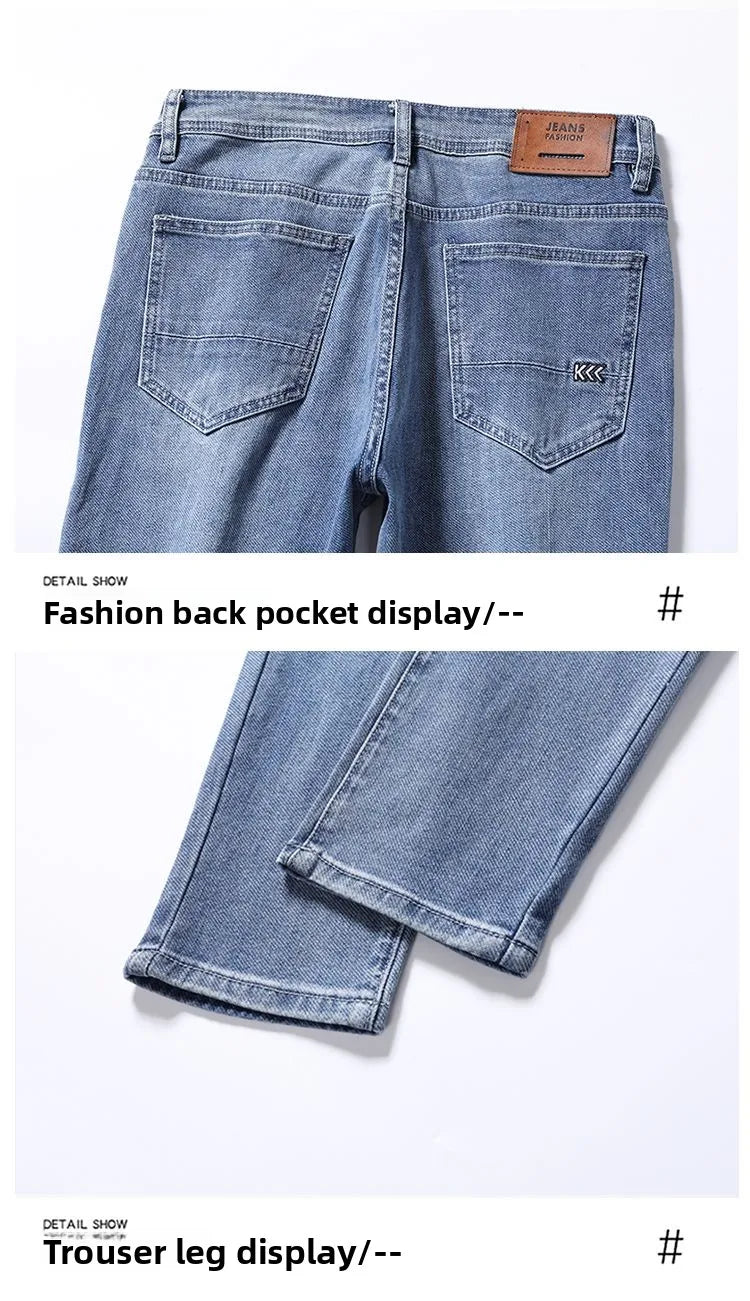 Autumn Winter New Men's Micro Elastic Straight Leg Denim Pants with Shape Skin Friendly Business Men's Pants in Multiple Sizes