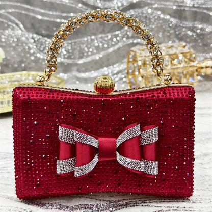Elegant Gold Satin Rhinestone Bow Slingback Heel & Clutch Bag Set, Women Bridal Matching Kit For Wedding Party Evening Prom Form