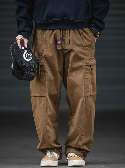 Oversized Baggy Vintage Washed Cargo Pants Men Loose Fit Multi Pocket Straight Leg Retro American Style Streetwear Utility Pants