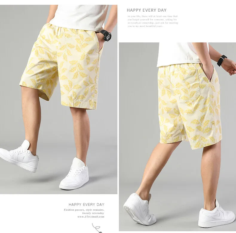 Men's Printed Casual Shorts Summer Light Weight Shorts Outdoor Sports Cool Breathable Beach Relaxed Fit Cotton Cargo Shorts