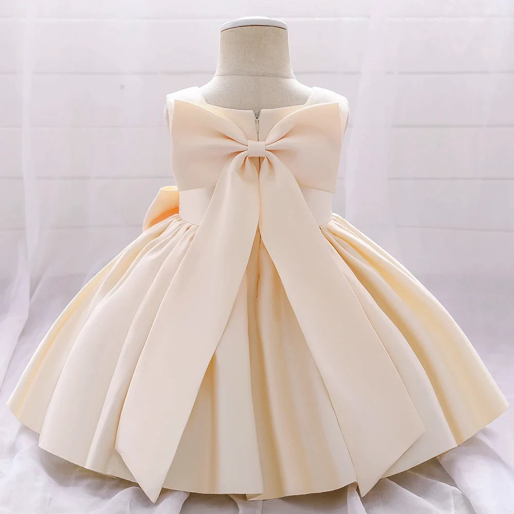 Big Bow Baby Girls Party Dress Toddler 1st Birthday Baptism Princess Kids Dresses for Girl White Wedding Prom Christmas Costumes