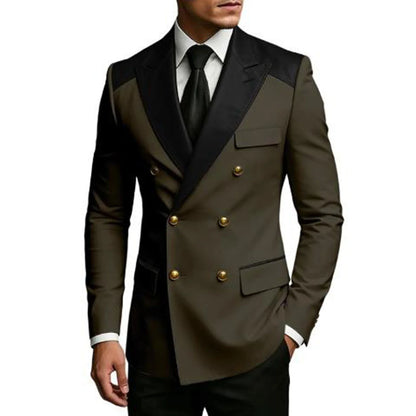 Men's Double Breasted Blazer Slim Fit Contrast Color Suit Jacket Business Casual Formal Wear for Wedding Prom Party Sport Coats