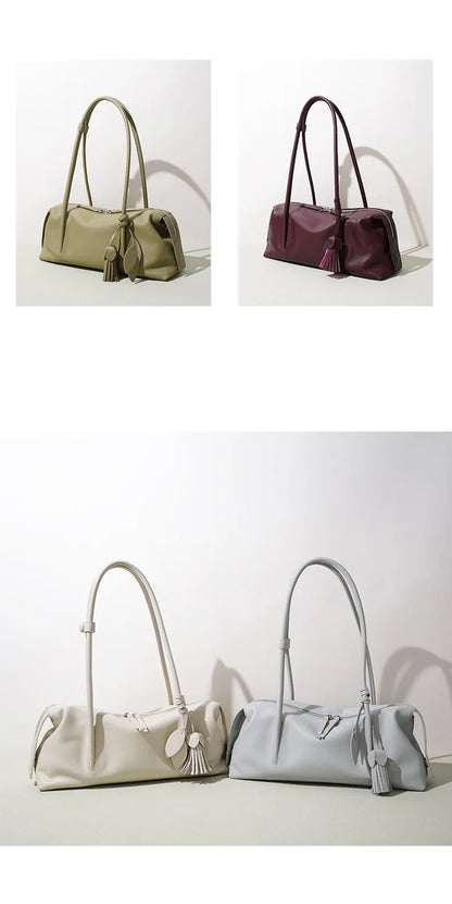 2026New Women's Casual Top Grain Leather Shoulder Bag Large Capacity Soft Pillow Handbag Underarm Tote for Daily Commute