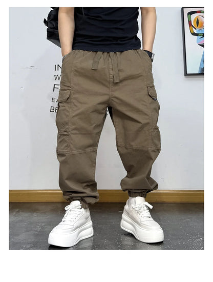 Korean Streetwear Baggy Cargo Pants Men High Quality Multi Pocket Retro Jogger Loose Fit Hip Hop Casual Oversized Haram Pants