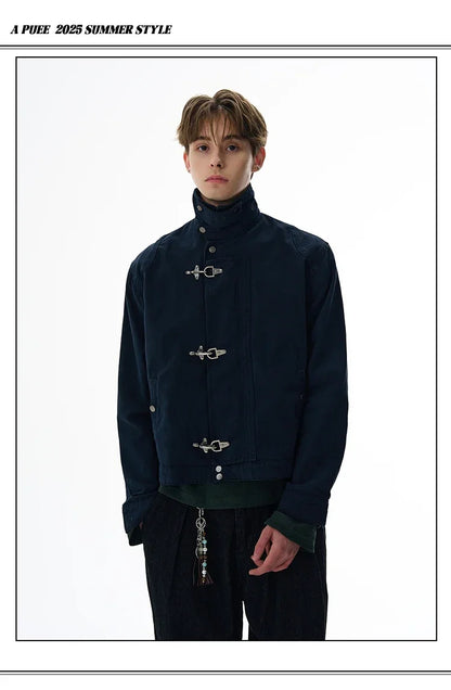 Harajuku Retro Black Gothic High Street Airplane Buckle Jacket for Men and Women Korean Fashion Y2k American Retro Casual Jacket
