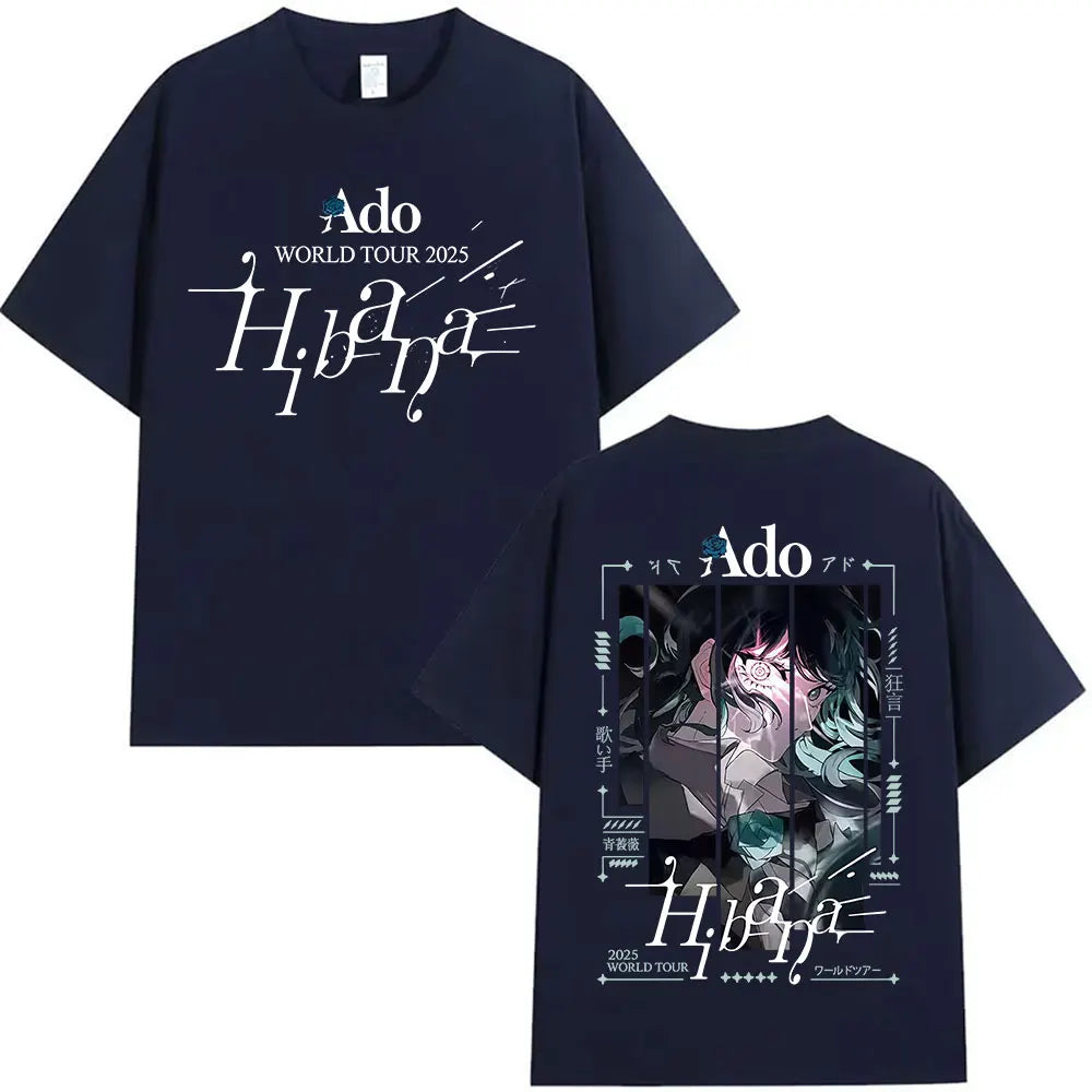Japanese Ado Hibana WORLD TOUR 2025 New T-Shirts Men Women Clothing Gothic Short Sleeve T Shirt Hip Hop Oversized Cotton T-shirt