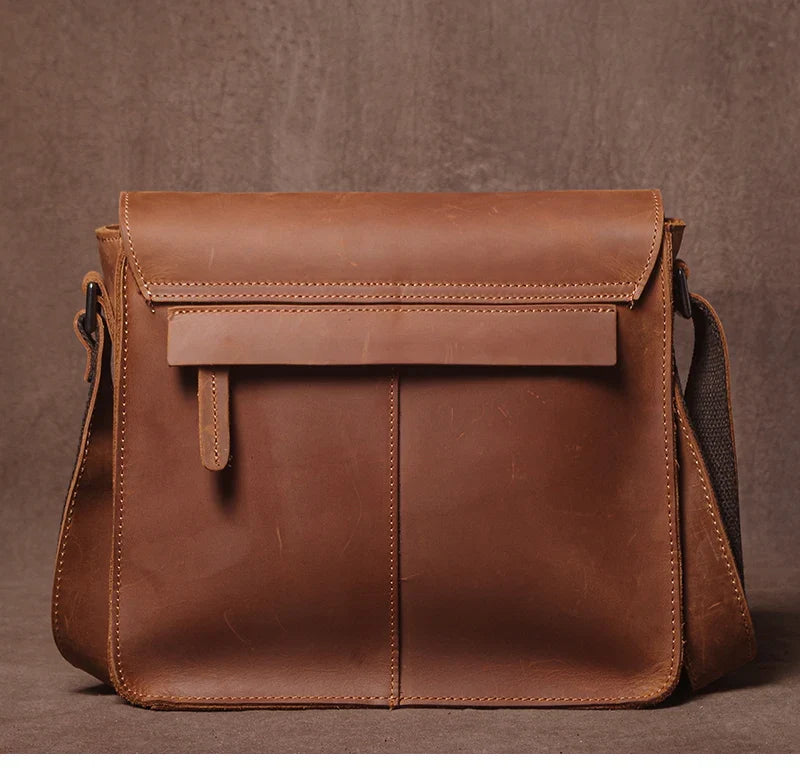 Luxury Brand Genuine Leather Shoulder Bag Men Crazy Horse Cowhide Messenger Bag Women Retro Crossbody Bag Trend Satchel Bag