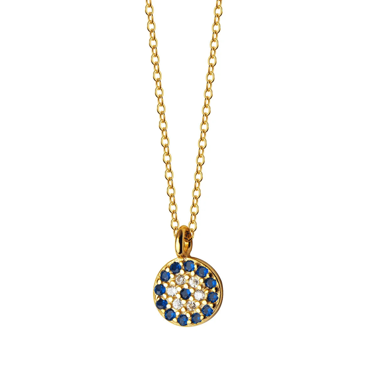 Blue Crystal Eyes Pendants Classic Fashion 925 Sterling Silver Gold Color Necklace For Women S925 Silver Fine Jewelry