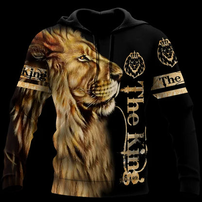 Spring and Autumn Tiger Lion Tattoo 3D Printed Men's Hoodie Unisex Harajuku Fun Hip Hop Sweatshirt Street Essential Oversized