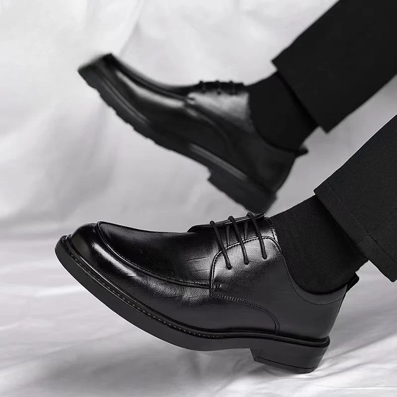 2024 New Men's Height Increasing Soft Leather Breathable Casual Business Elevator Shoes