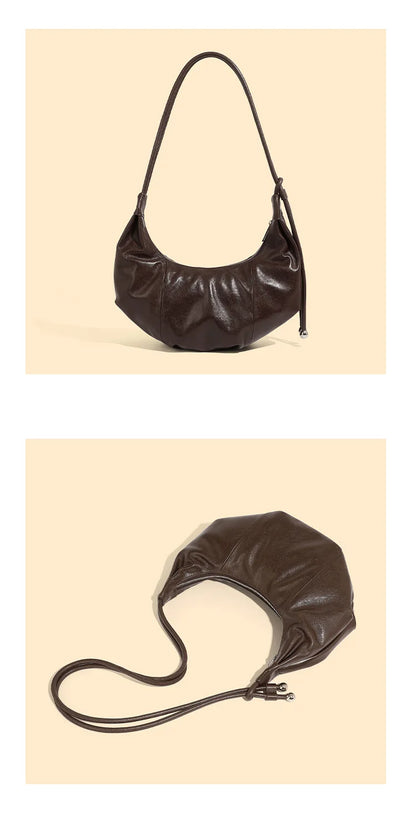 Dumpling bag leather bag Soft Leather Large Capacity minimalist shoulder bag women female luxury moon bag handbag