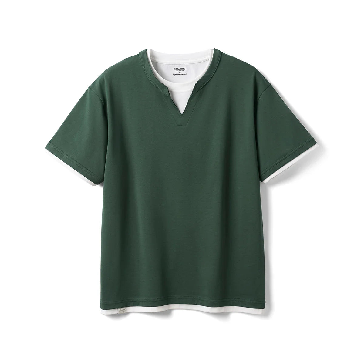 2026 Summer New Oversize 210gsm Cool Feeling Sorona Fabric Fake Double Layer T-shirts Men Comfortable Plus Size Tops