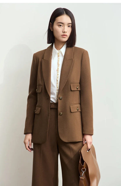 Minimalist Blazers Women Autumn 2024 Clothing Vintage Buttons Up Coat Basics Long Sleeve Jacket Office Lady Blazer 12453051