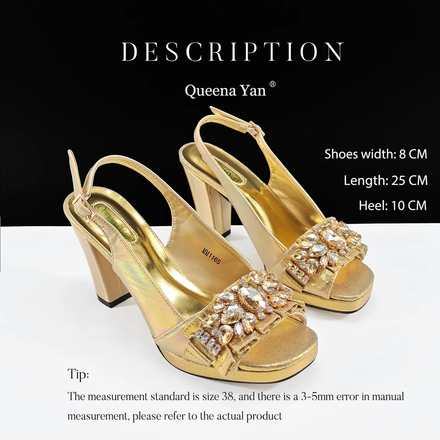 Spot goods INS Gold Color Elegant Women Heels Shoes and Bag Set Decoration Rhinestones Women High Heels Shoes