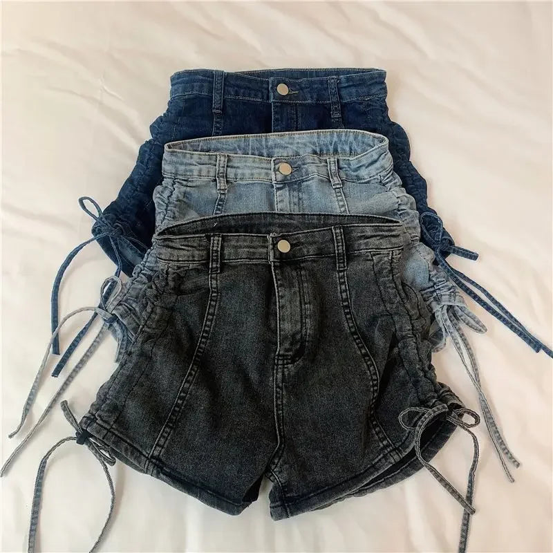 Summer Coquette Strappy Short Jean Pants Woman Harajuku Fashion Stretchy Cheap Outdoor Design XL New In Denim Shorts for Women