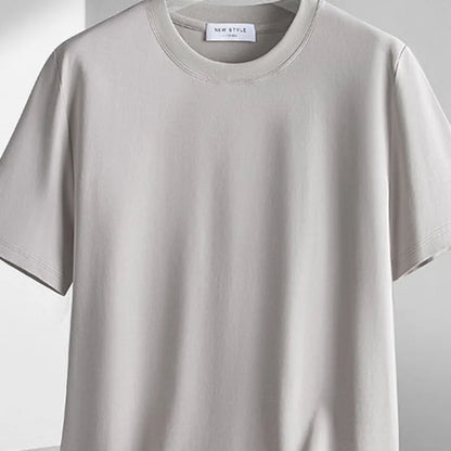 Plus Size 4XL 5XL Liquid Ammonia Mercerized Cotton T-shirt For Men Summer Cool Feeling Round Neck Top Clothes Short Sleeve Tees