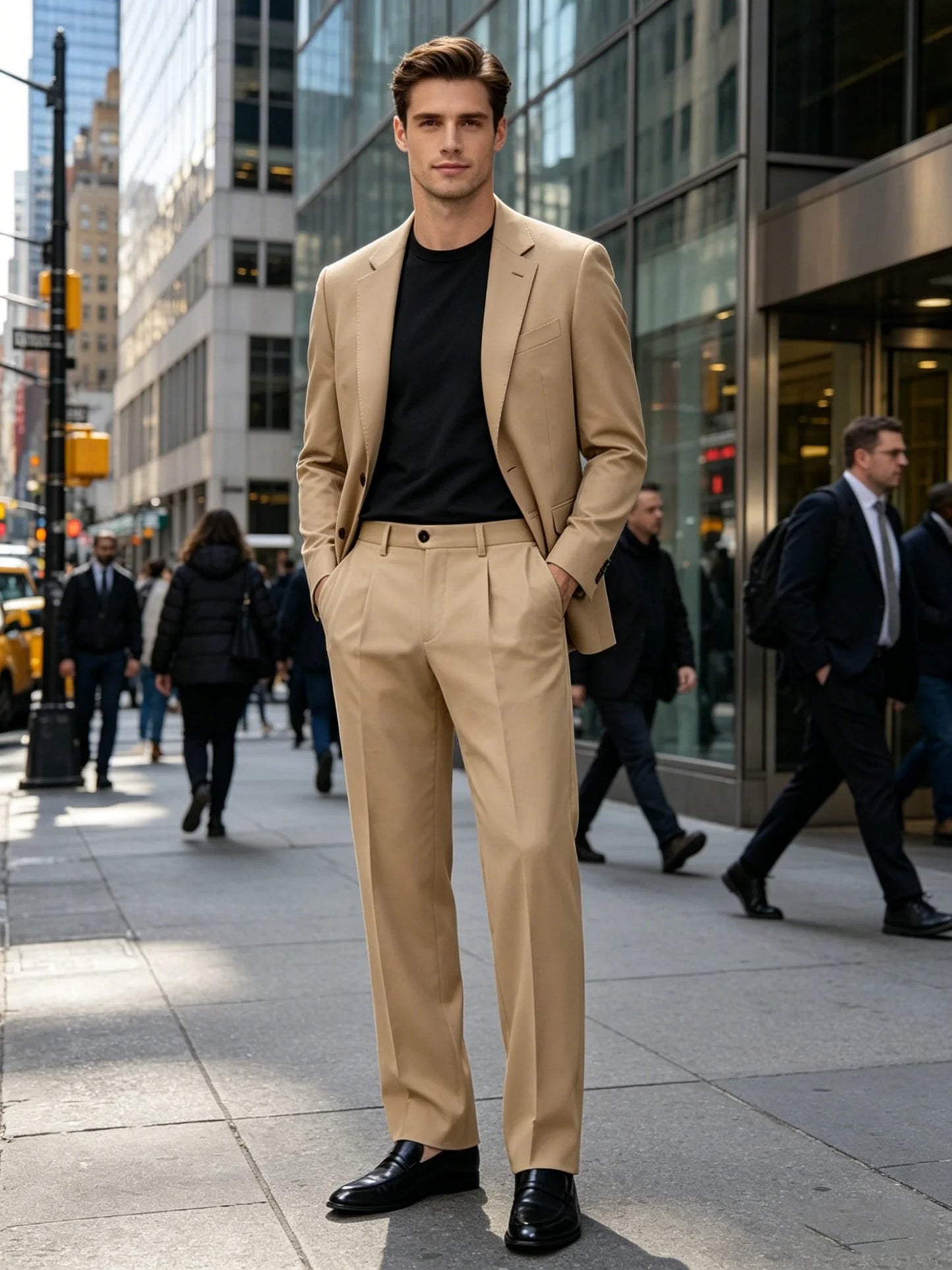 Men's Premium Pleated Wide-Leg Dress Pants Versatile Formal Casual Trousers Chinos Business Daily Office Banquet Wedding Summer