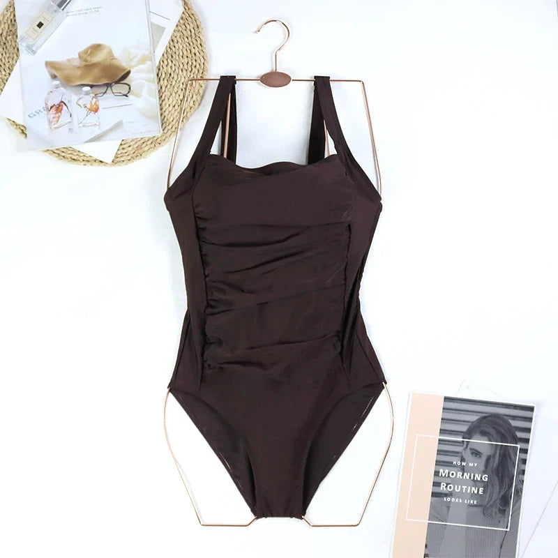Sexy One-Piece Women Swimsuit 2024 Push Up Plus Size Swimwear Tummy Control Monokini Swimming Beach Wear Vintage Bathing Suit