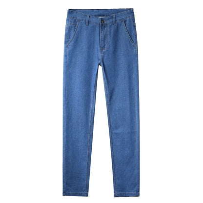 Summer Lyocell Men's Jeans Breathable Thin Casual Straight Stretch Business Work Denim Trousers Classic Fashion Brand Clothing